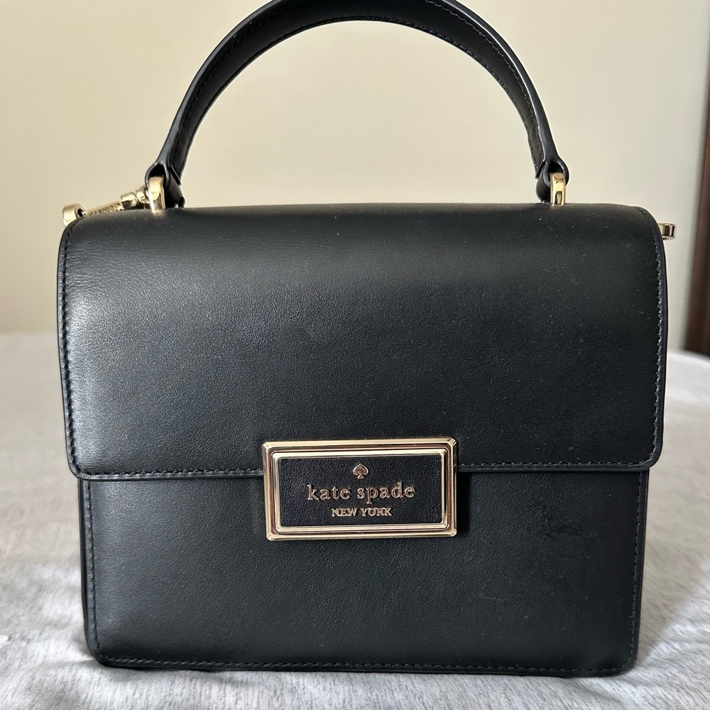 Kate Spade Black Satchel (Crossbody) with Gold Accents